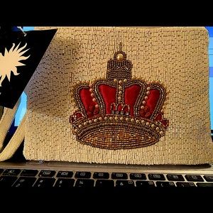 Beaded wristlet/clutch bag. Stunning crown detail.
